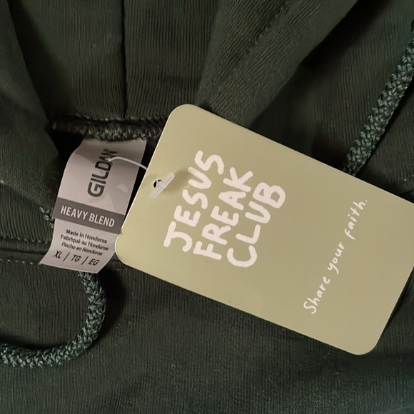 j.f.k Jesus Loves You Forest green Gildan hoodie xl - Picture 3 of 5